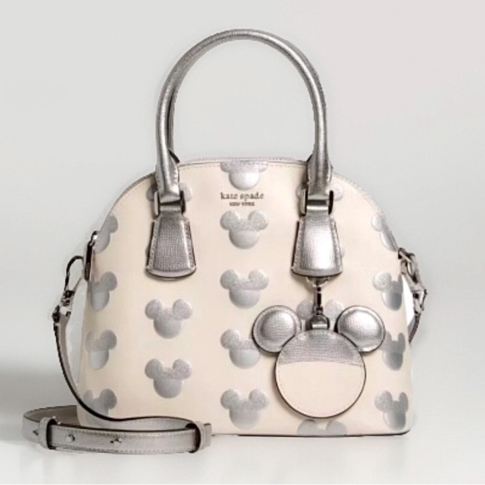 KATE SPADE x DISNEY Silver Mickey Mouse Top Handle Crossbody Satchel Bag NWT